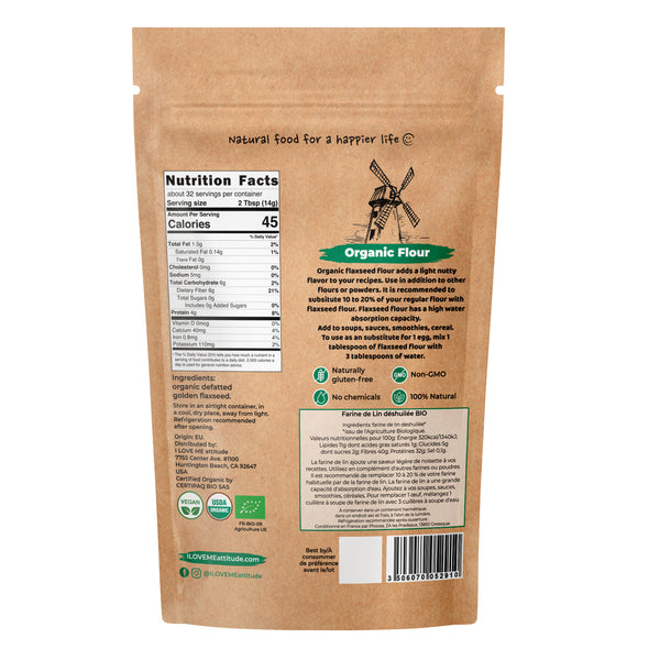 Organic Flaxseed Flour, Linseed, naturally gluten-free I LOVE ME attitude